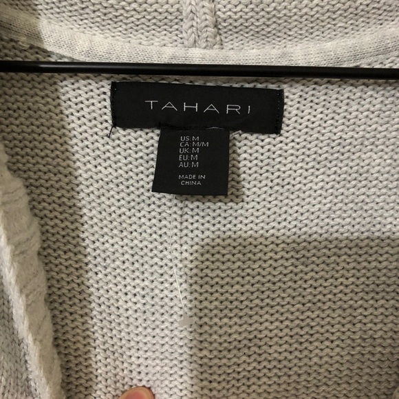 NWT Tahari Chunky Knit Cardigan Hooded M - Picture 6 of 11